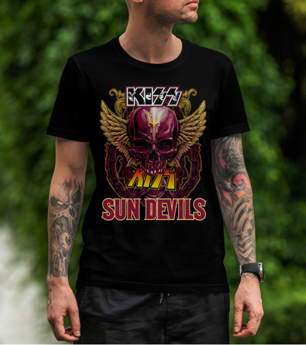 KISS Sun Devils Skull With Wings And Chain T-Shirt