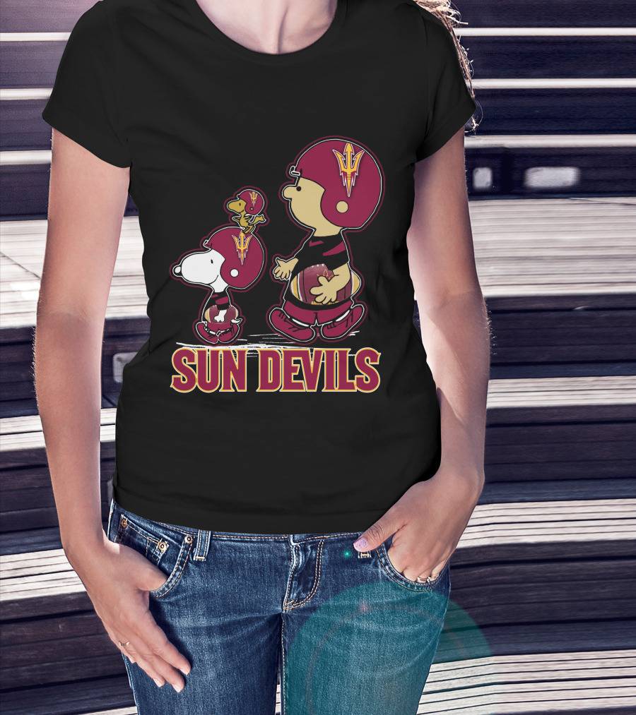 Snpfootball Sun Devils Arizona Peanuts Crossover Football Theme T-Shirt