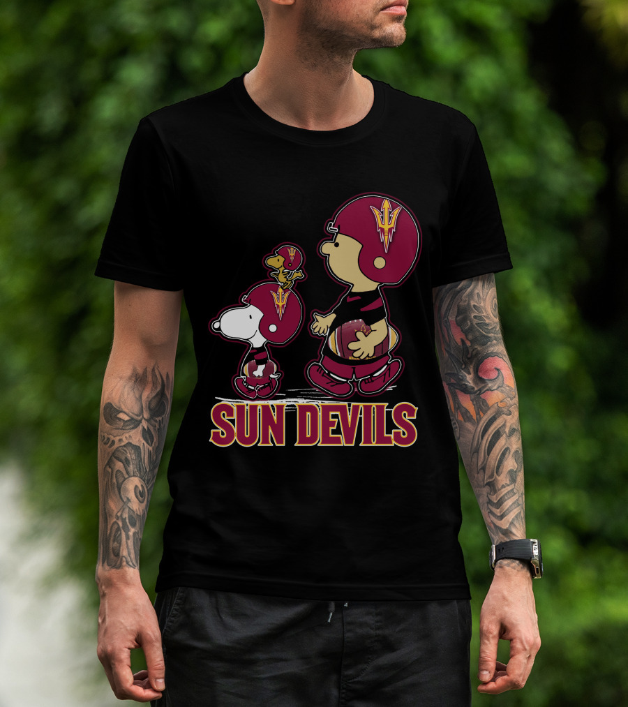 Snpfootball Sun Devils Arizona Peanuts Crossover Football Theme T-Shirt