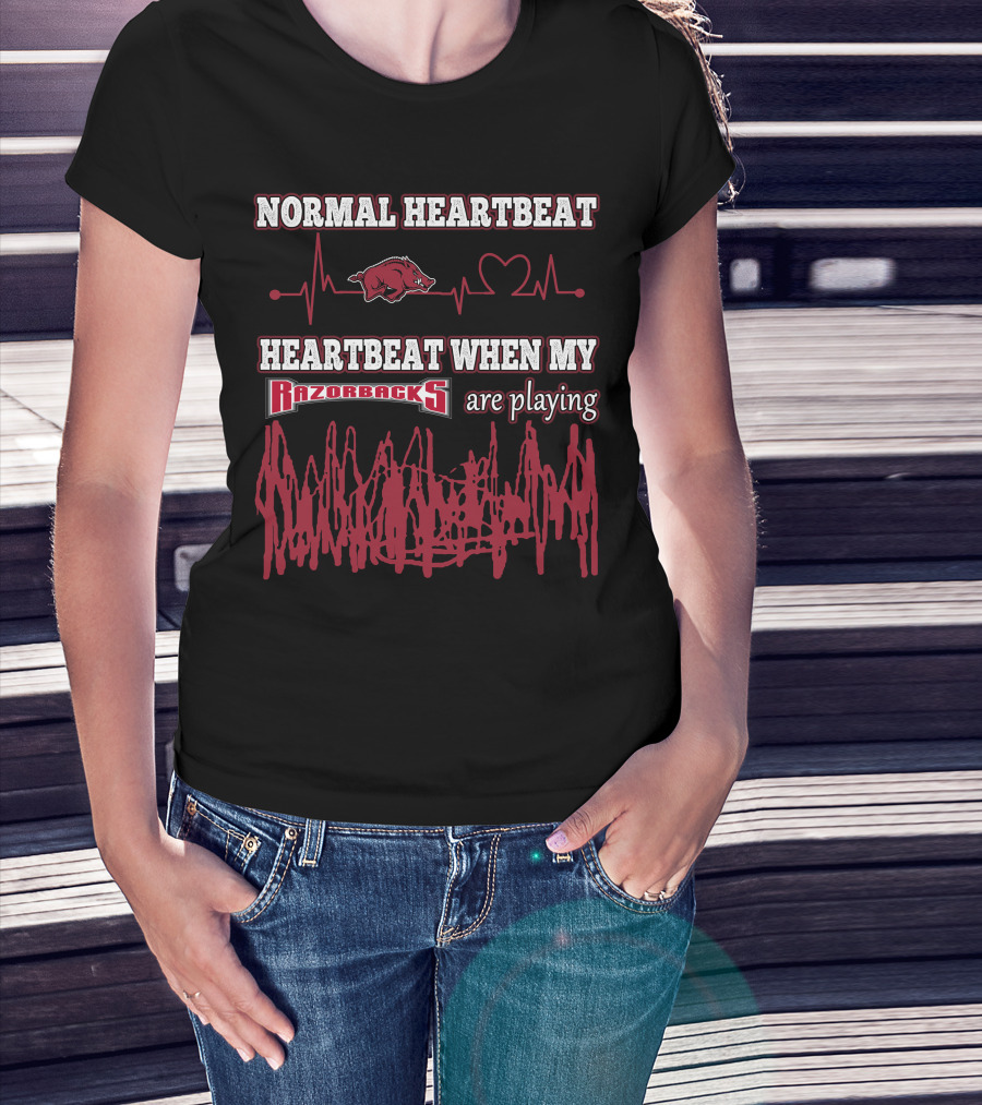 Normal Heartbeat Heartbeat When My Razorbacks Are Playing T-Shirt