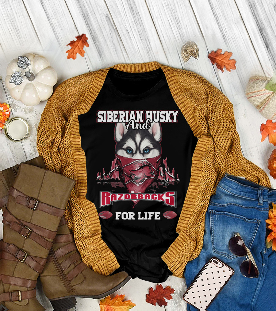 Siberian Husky and Razorbacks for Life T-Shirt