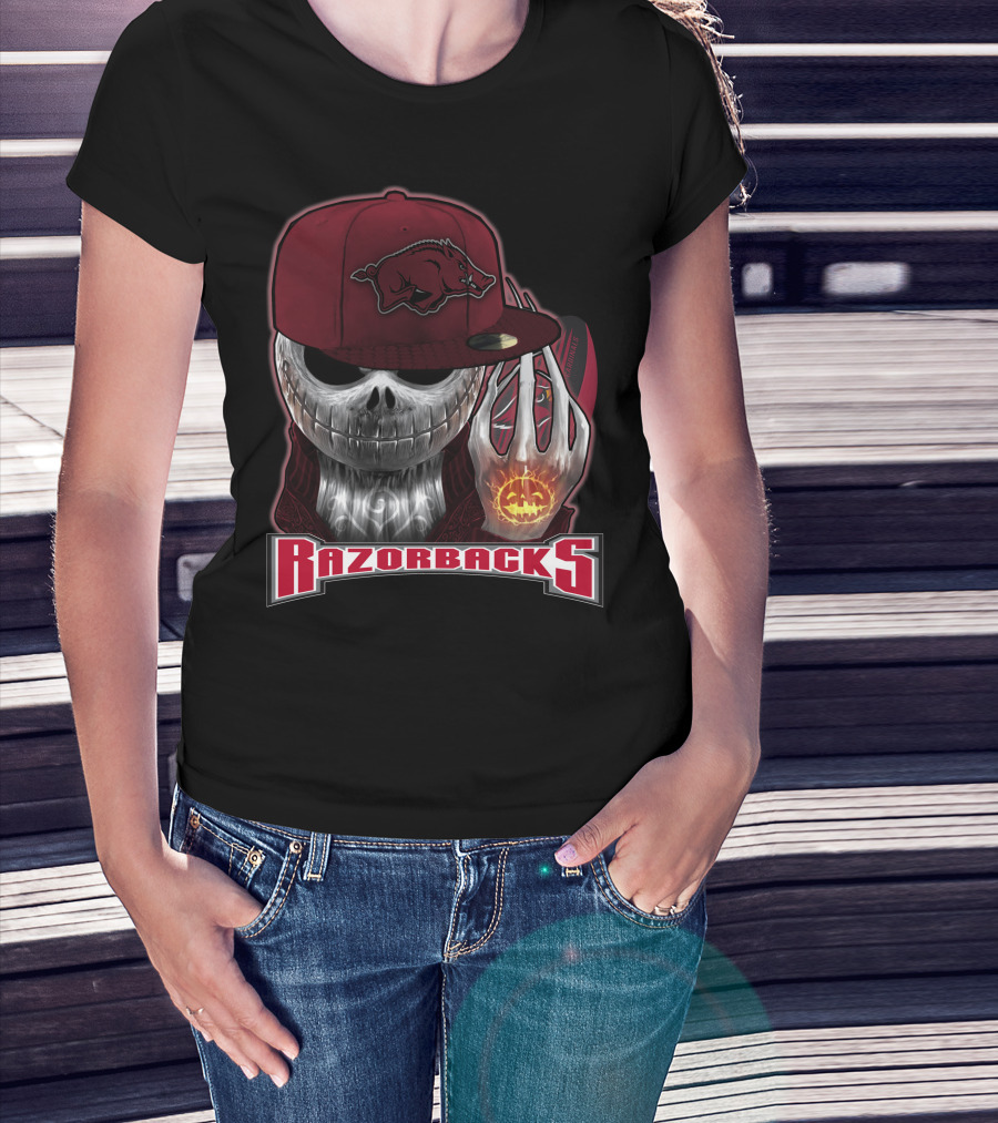 Jackskull Razorbacks Halloween Arkansas T-Shirt