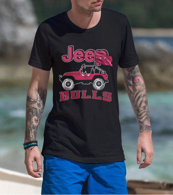 Jeep Bulls Chicago Bulls Flag T-Shirt