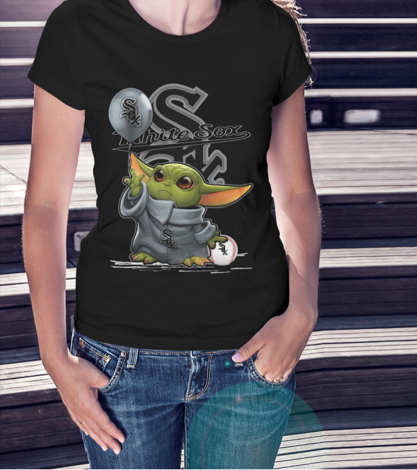 Yoda Chicago White Sox Balloon Baseball T-Shirt