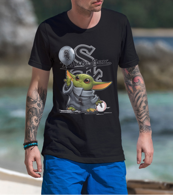 Yoda Chicago White Sox Balloon Baseball T-Shirt