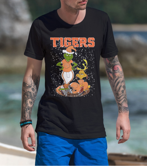 Grinch Clemson Tigers Christmas Football T-Shirt