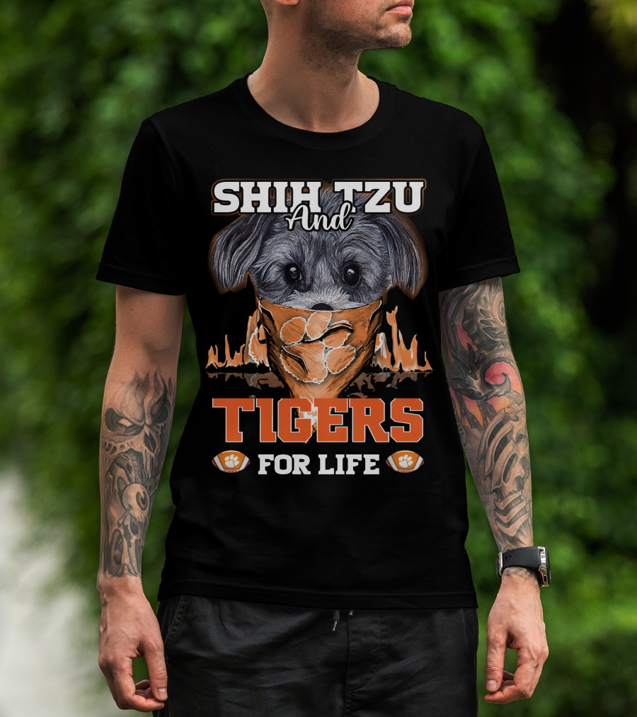 Shih Tzu And Clemson Tigers For Life T-Shirt