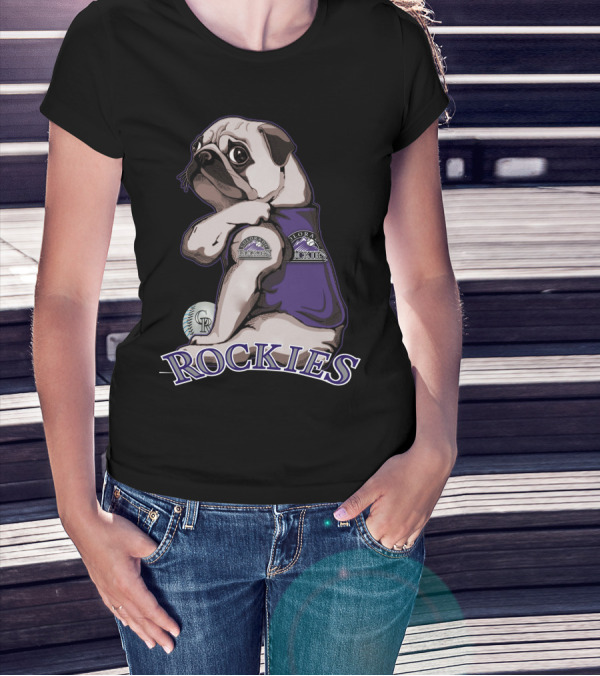 Pug Colorado Rockies CR Baseball Rockies T-Shirt