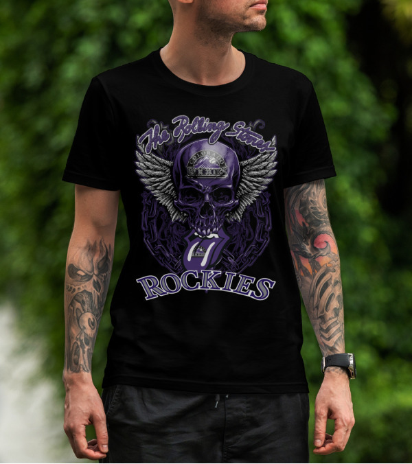 The Rolling Stones Colorado Rockies Skull With Wings And Tongue T-Shirt