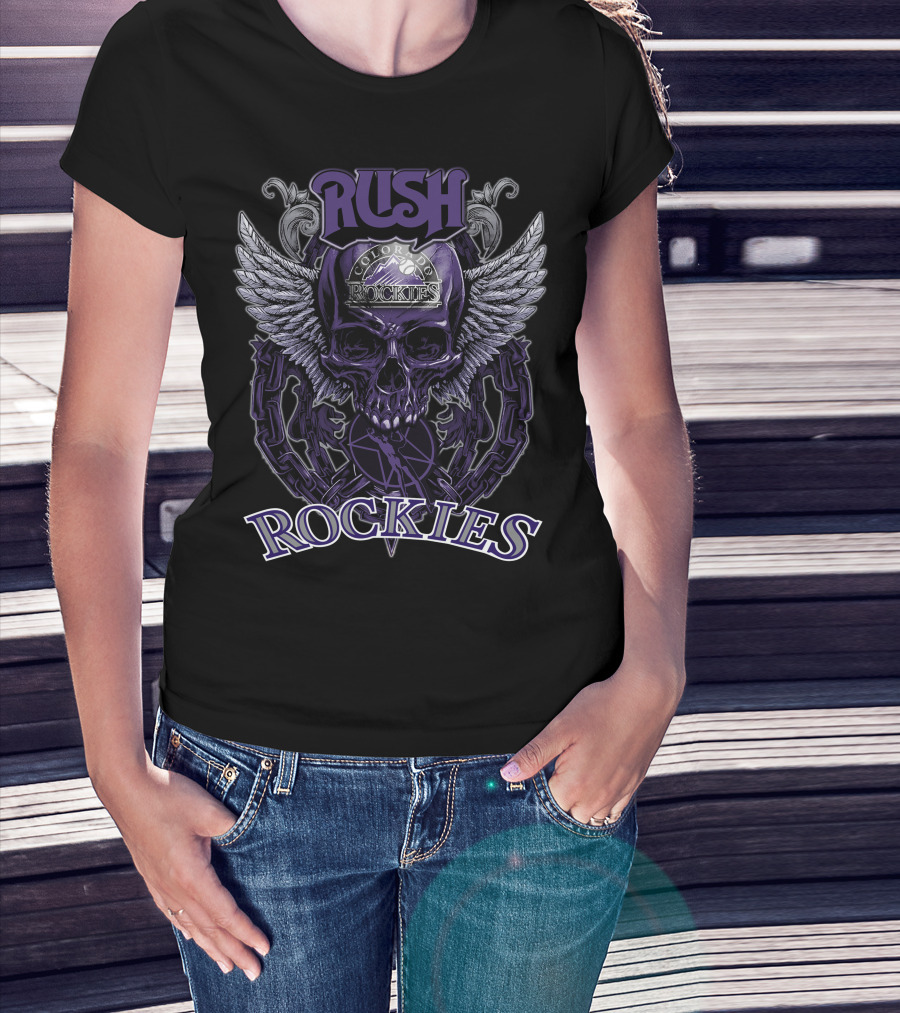 Rush Colorado Rockies Skull Wings T-Shirt