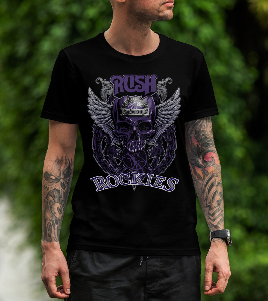 Rush Colorado Rockies Skull Wings T-Shirt