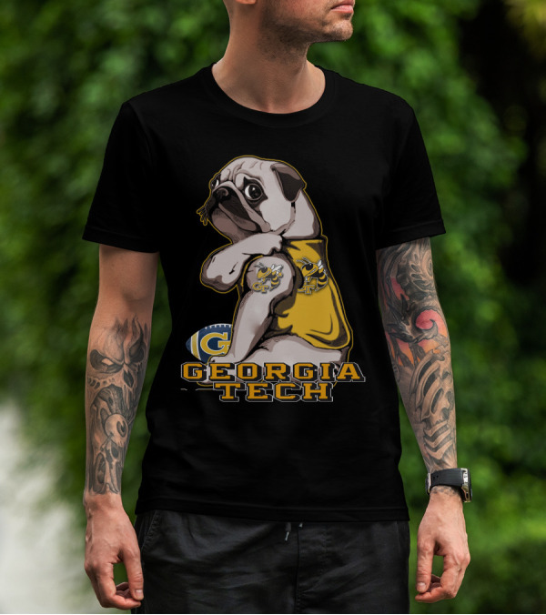 Georgia Tech Yellow Jackets Pug Football T-Shirt