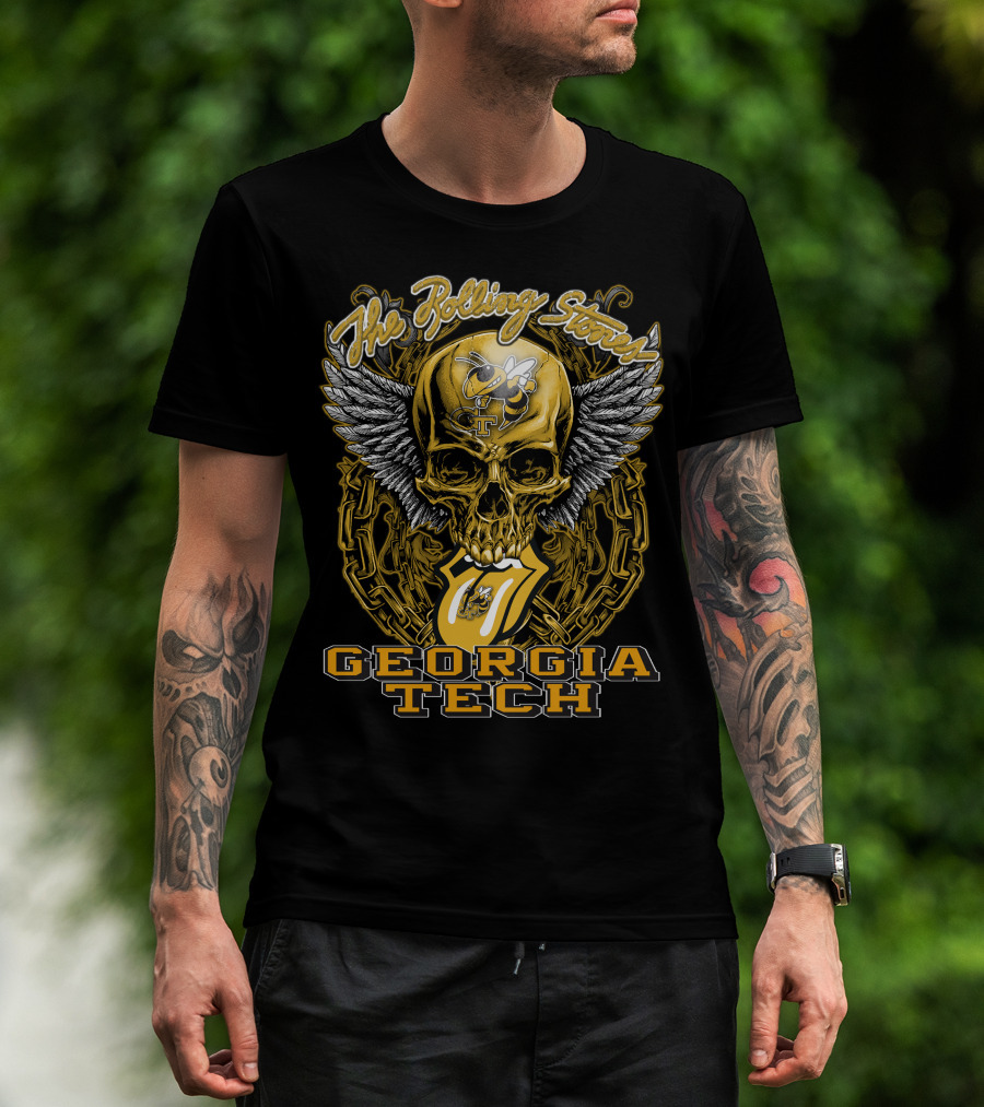 The Rolling Stones Winged Skull Georgia Tech Yellow Jackets T-Shirt