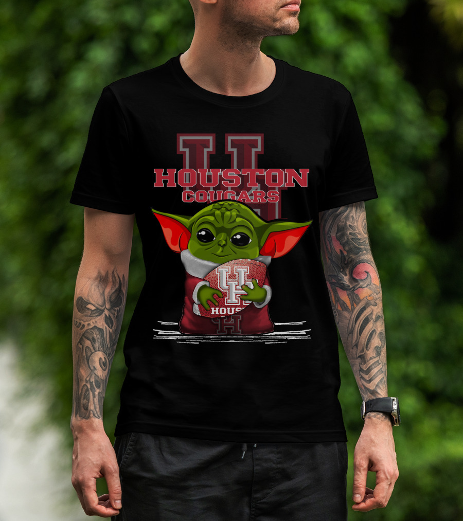 Houston Cougars Yoda Holding Football T-Shirt