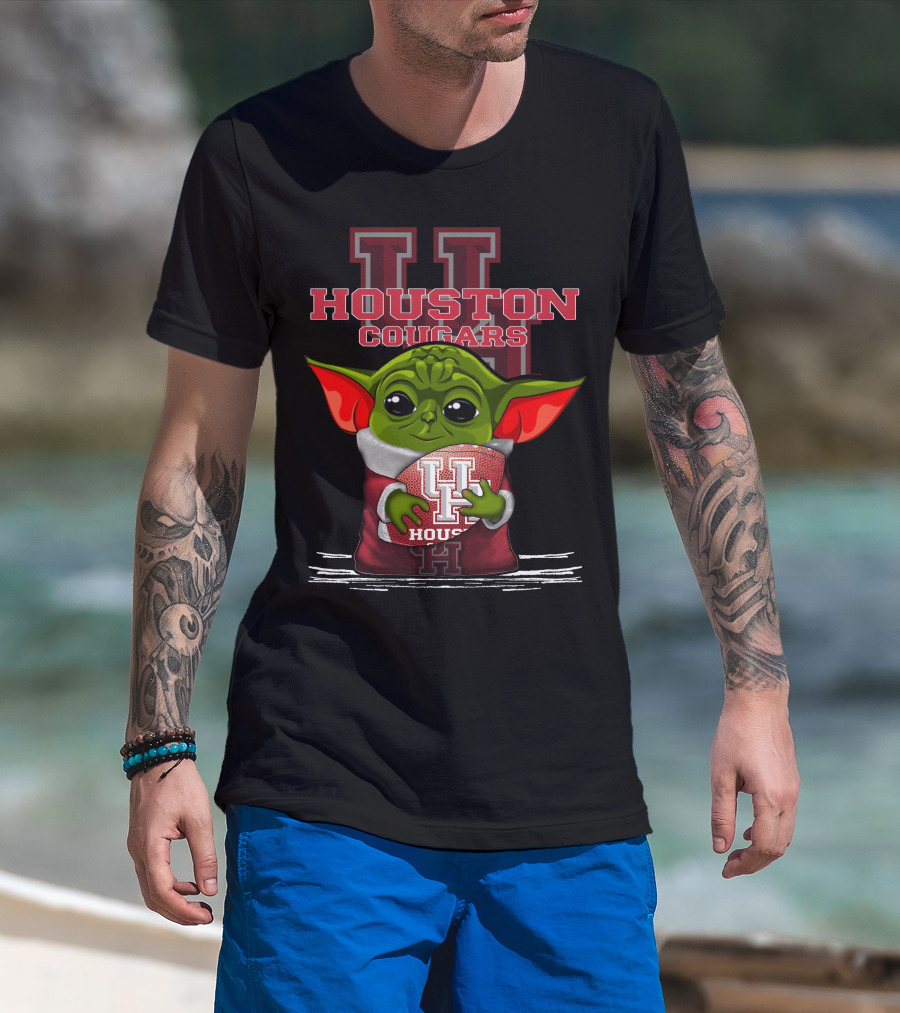Houston Cougars Yoda Holding Football T-Shirt