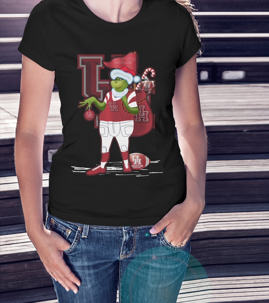 Grinchxmas Houston Cougars UH Football Santa Sack T-Shirt