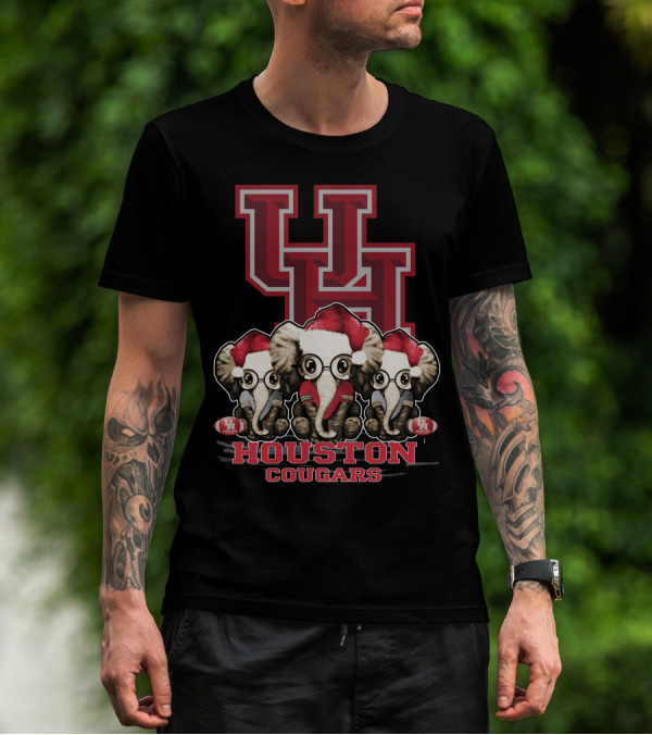 Houston Cougars Christmas Elephants T-Shirt