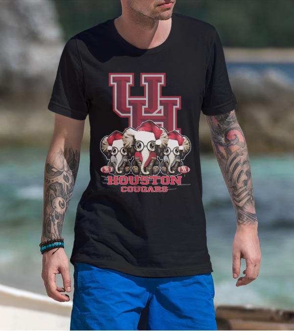 Houston Cougars Christmas Elephants T-Shirt