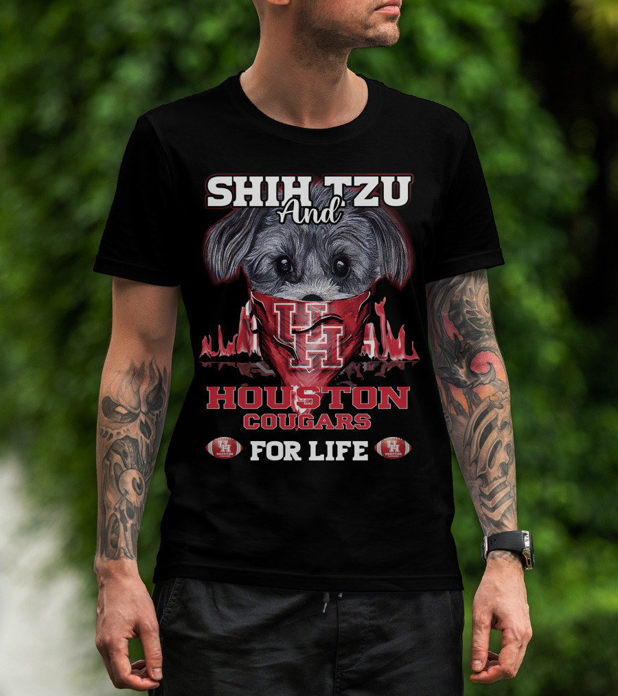Shih Tzu And Houston Cougars For Life T-Shirt