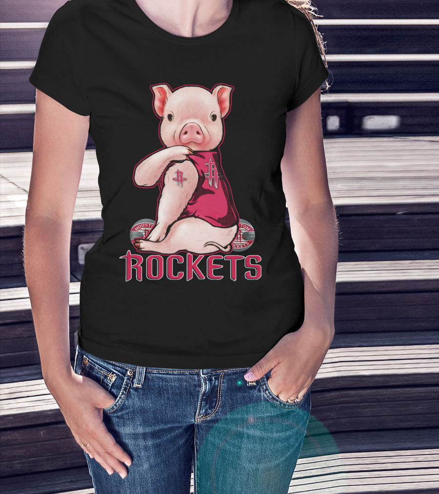 Pig In Houston Rockets Jersey With Rockets T-Shirt