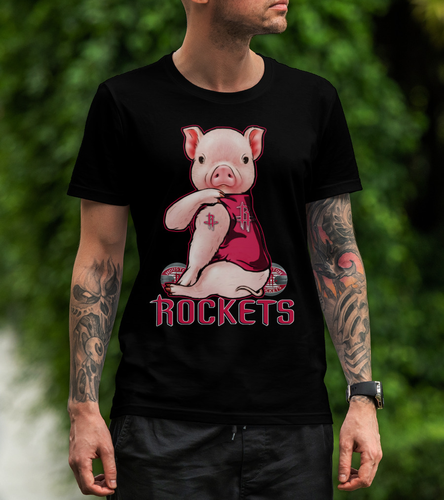 Pig In Houston Rockets Jersey With Rockets T-Shirt