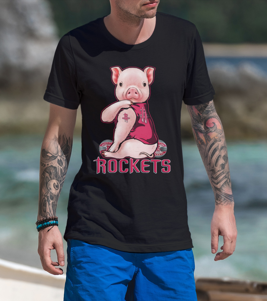 Pig In Houston Rockets Jersey With Rockets T-Shirt