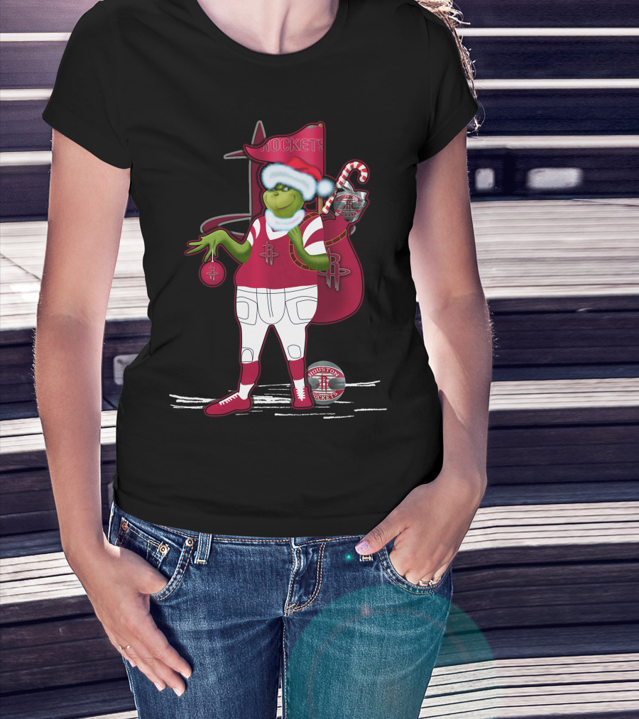 Grinchxmas Houston Rockets Holiday Santa Basketball T-Shirt
