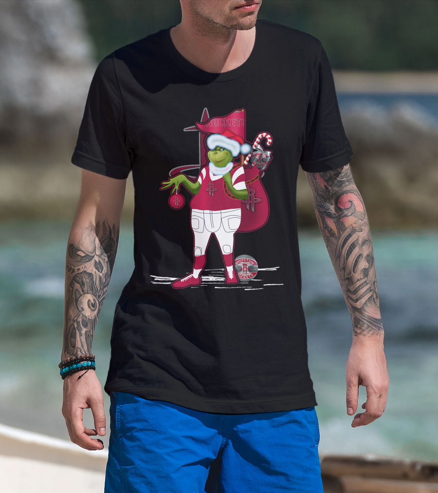 Grinchxmas Houston Rockets Holiday Santa Basketball T-Shirt