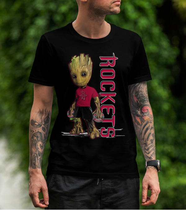 Groot Houston Rockets Basketball Character In Team Jersey T-Shirt