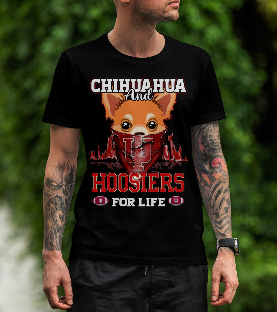 Chihuahua And Hoosiers For Life IU Indiana Football Fan Bandana T-Shirt