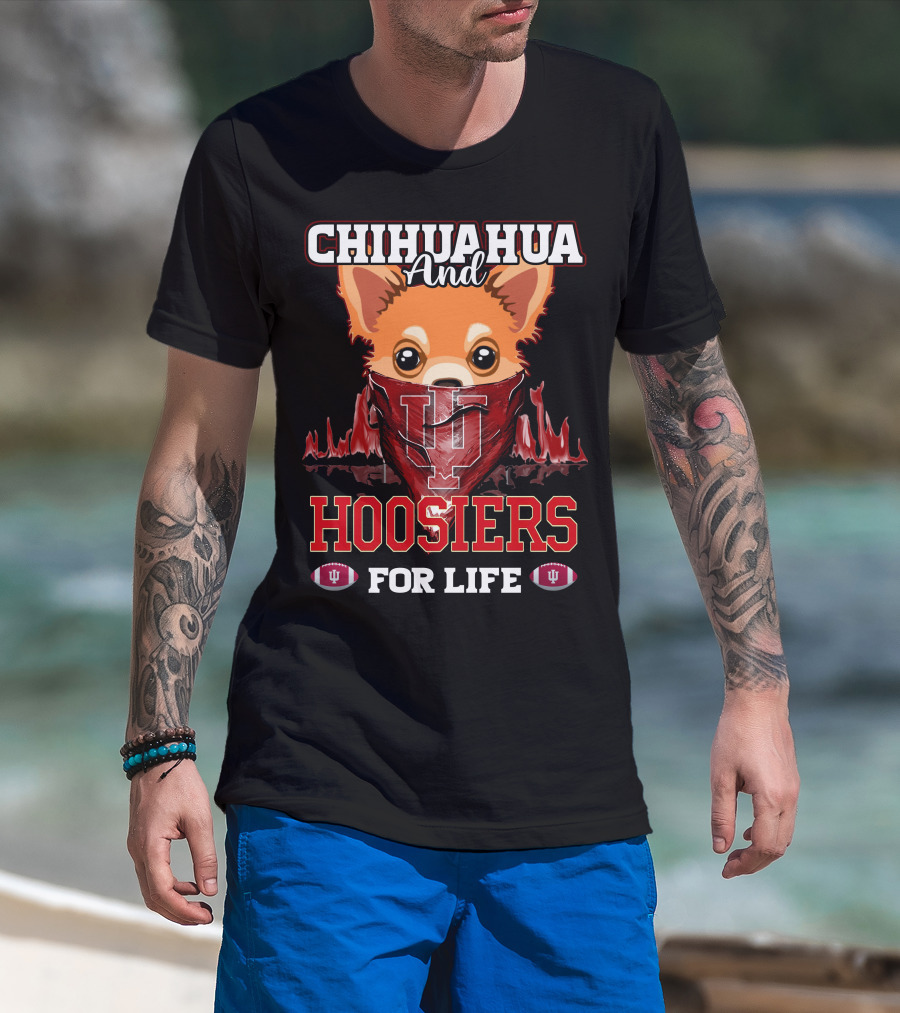 Chihuahua And Hoosiers For Life IU Indiana Football Fan Bandana T-Shirt