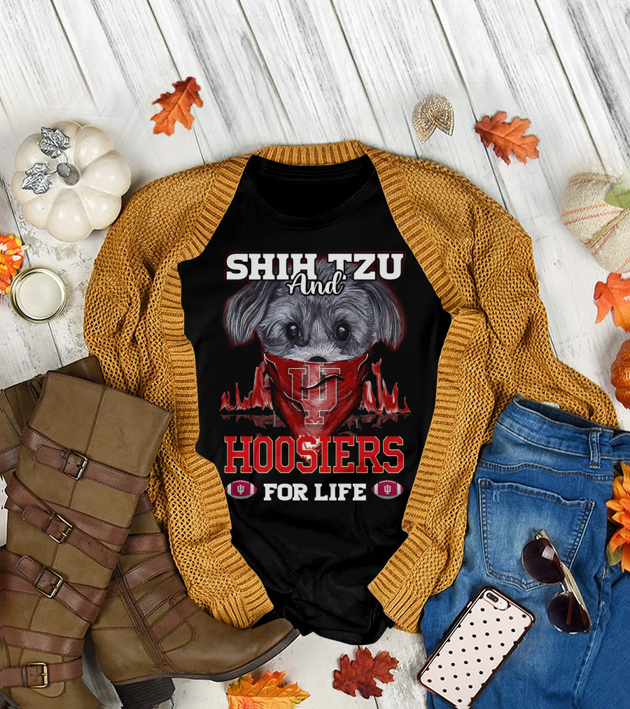 Shih Tzu and Hoosiers For Life Indiana Hoosiers T-Shirt