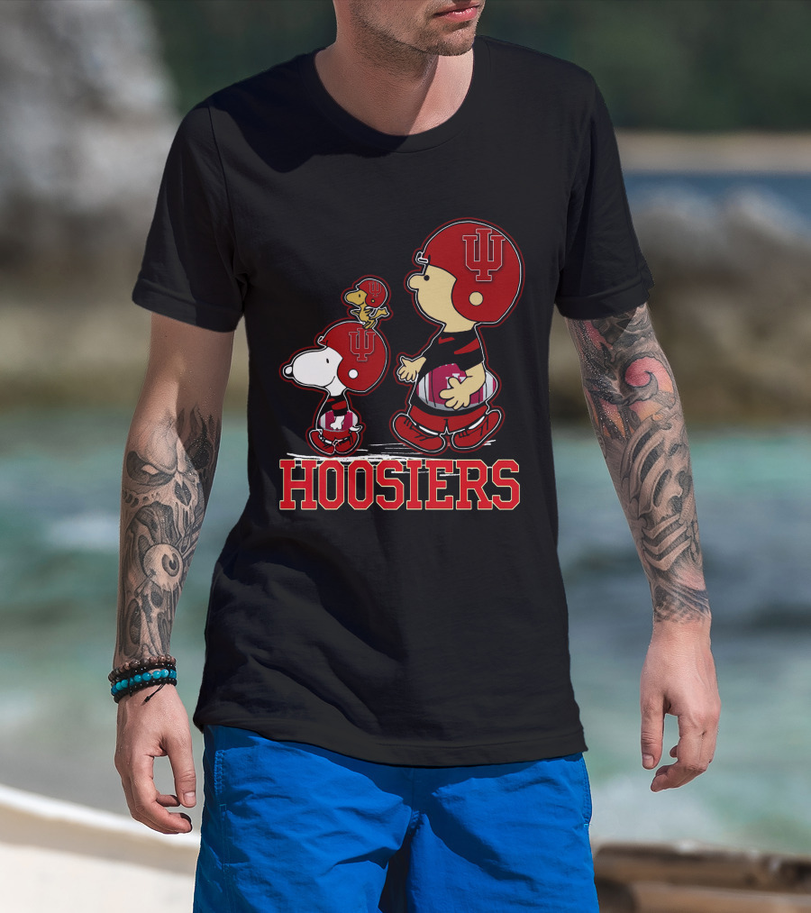 Snpfootball Indiana Hoosiers Peanuts Characters Iu Helmet T-Shirt
