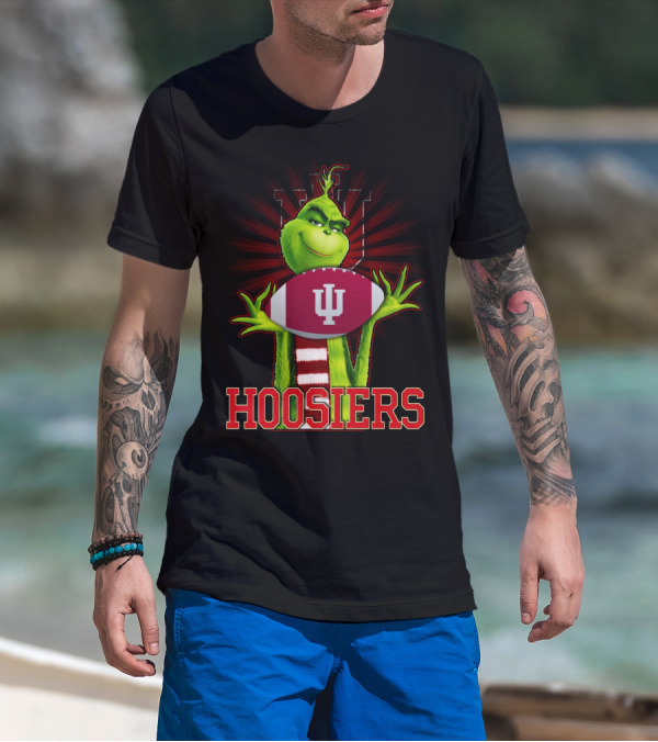 Grinch Holding Indiana Hoosiers Football T-Shirt