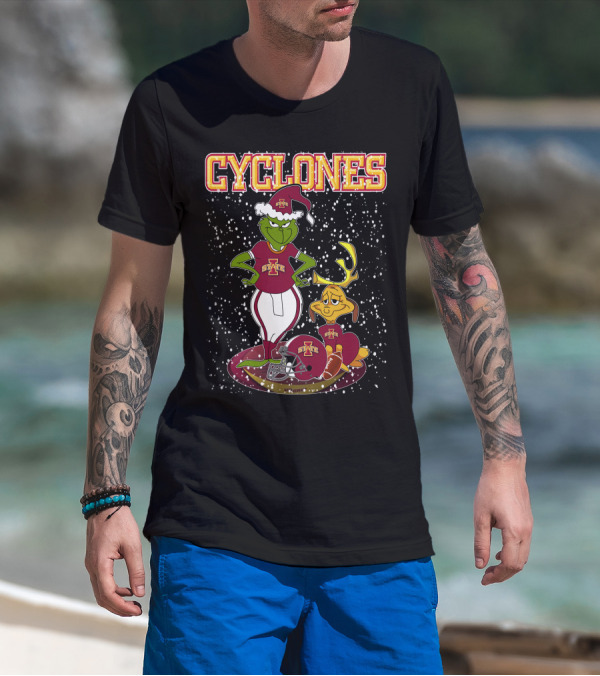 Grinchxmas Iowa State Cyclones Holiday Football T-Shirt