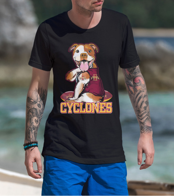 Iowa State Cyclones Pitbull With Football And Tattoos T-Shirt
