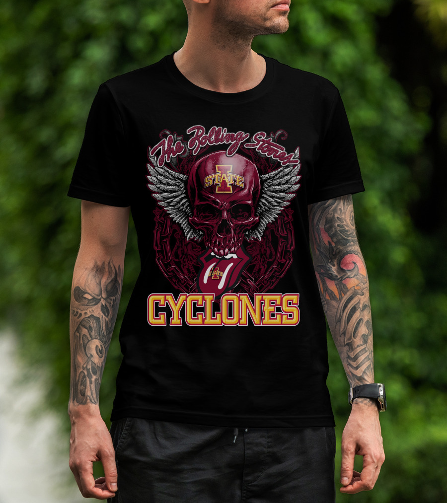 The Rolling Stones Iowa State Cyclones Skull Winged Tongue T-Shirt