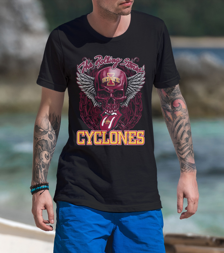 The Rolling Stones Iowa State Cyclones Skull Winged Tongue T-Shirt