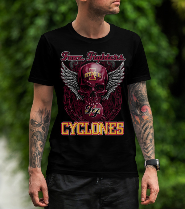 Iowa State Foo Fighters Cyclones Winged Skull T-Shirt