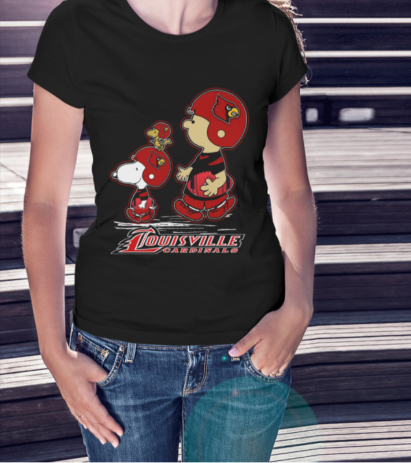 Snpfootball Louisville Cardinals Charlie Brown And Snoopy T-Shirt