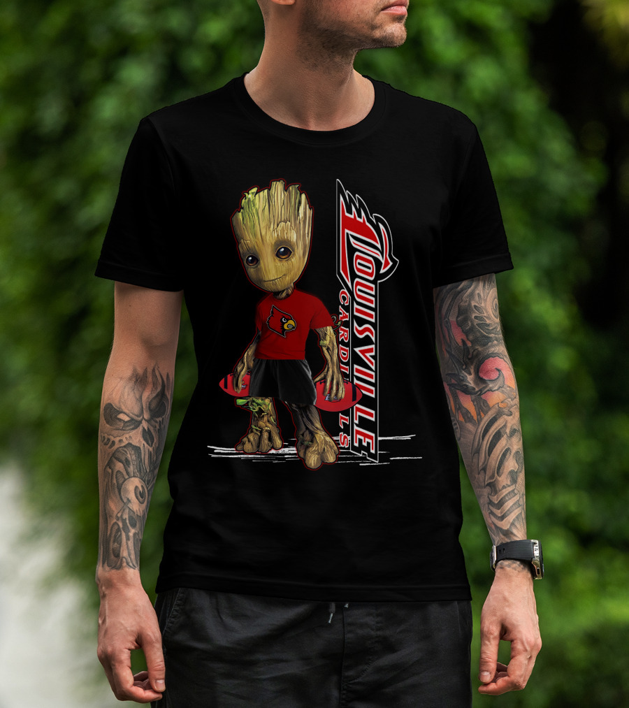 Groot Louisville Cardinals Fan Character With Team T-Shirt