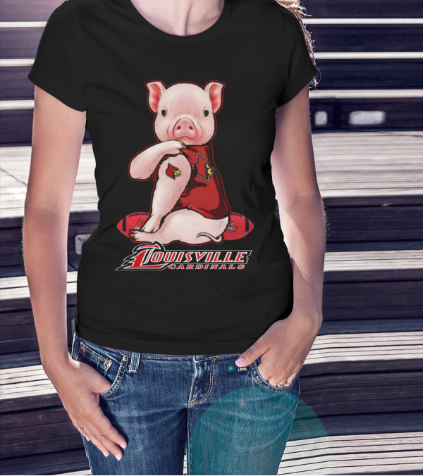 Louisville Cardinals Pig With Football Gear T-Shirt