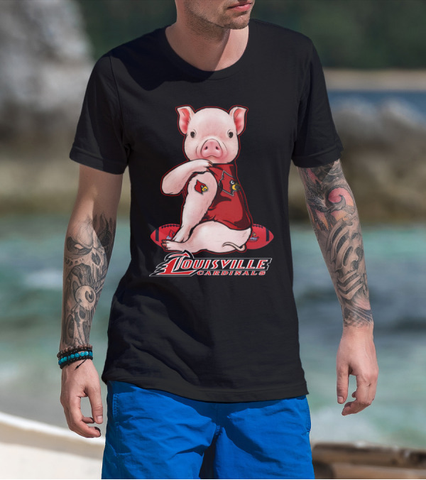 Louisville Cardinals Pig With Football Gear T-Shirt