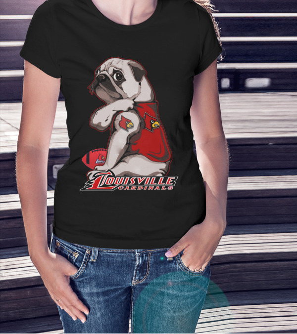 Louisville Cardinals Pug Football T-Shirt