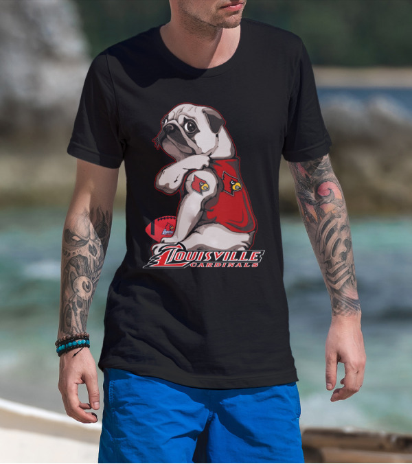 Louisville Cardinals Pug Football T-Shirt
