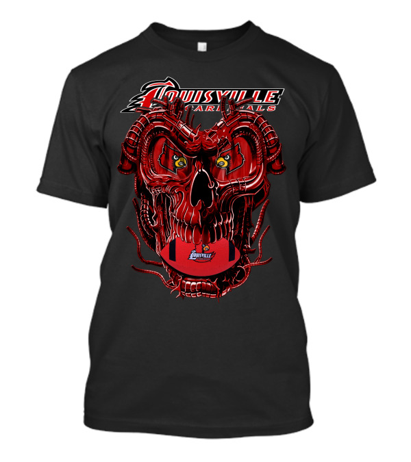 Louisville Cardinals Dragonskull Football Skull T-Shirt