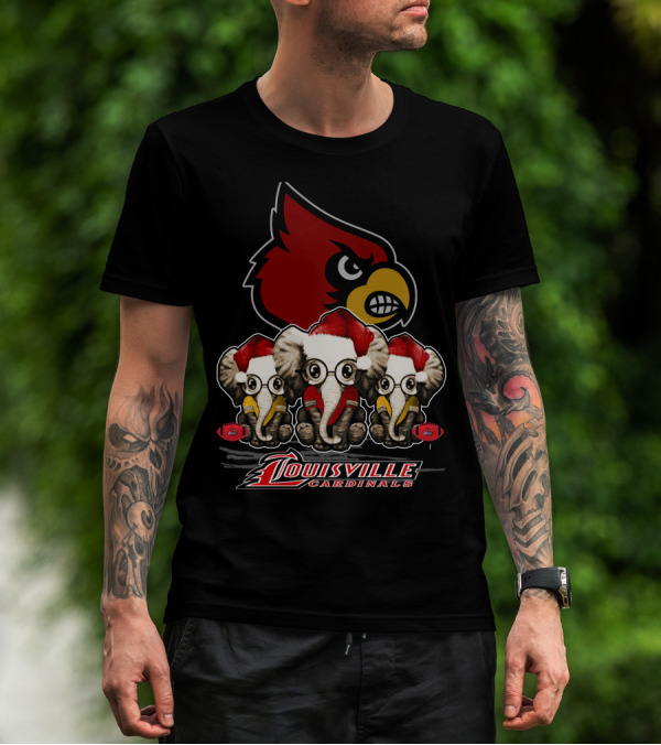 Santa Elephants Louisville Cardinals Christmas T-Shirt
