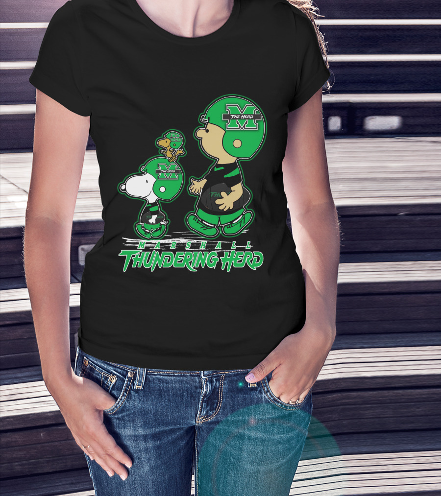 Marshall Thundering Herd Football Cartoon Characters T-Shirt