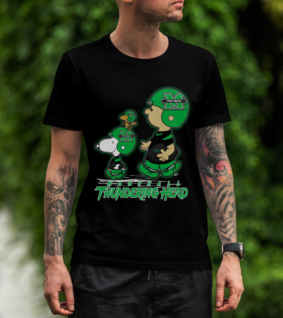 Marshall Thundering Herd Football Cartoon Characters T-Shirt