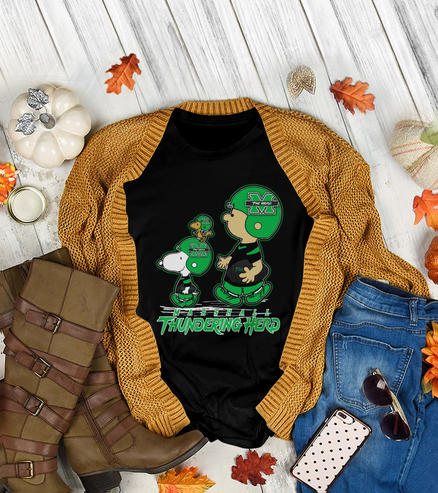 Marshall Thundering Herd Football Cartoon Characters T-Shirt